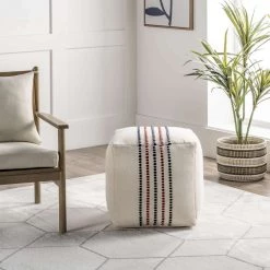 NuLOOM Cotton Striped Casual Ottoman Pouf New Arrivals