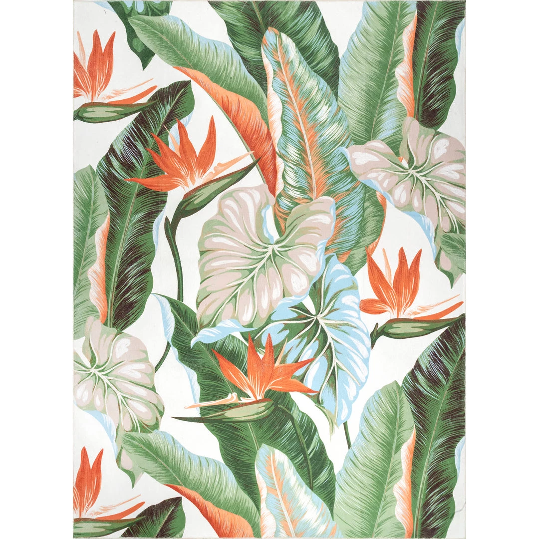 NuLOOM Dining Room Nevaya Machine Washable Floral Leaves Area Rug 1 NuLOOM Dining Room Nevaya Machine Washable Floral Leaves Area Rug