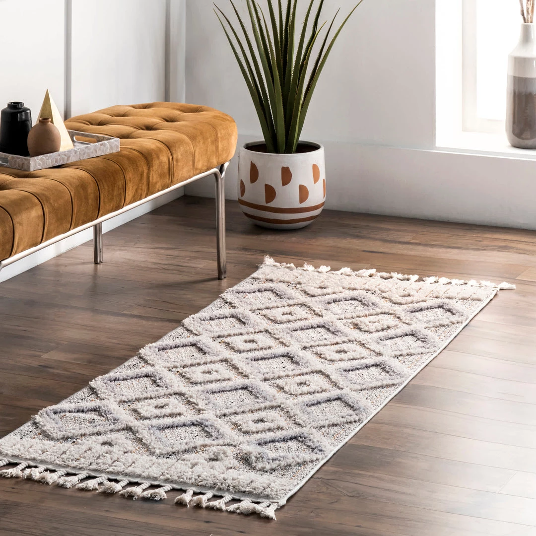 NuLOOM Journey Shaggy Checkered Tiles Tassel Area Rug 14 NuLOOM Journey Shaggy Checkered Tiles Tassel Area Rug