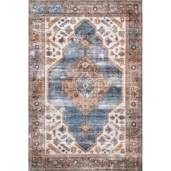 NuLOOM New Arrivals Gracie Machine Washable Distressed Medallion Area Rug