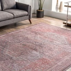 NuLOOM Justine Machine Washable Faded Geometric Medallion Area Rug