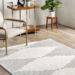 NuLOOM New Arrivals Diamond Pinstriped Washable Shag Area Rug