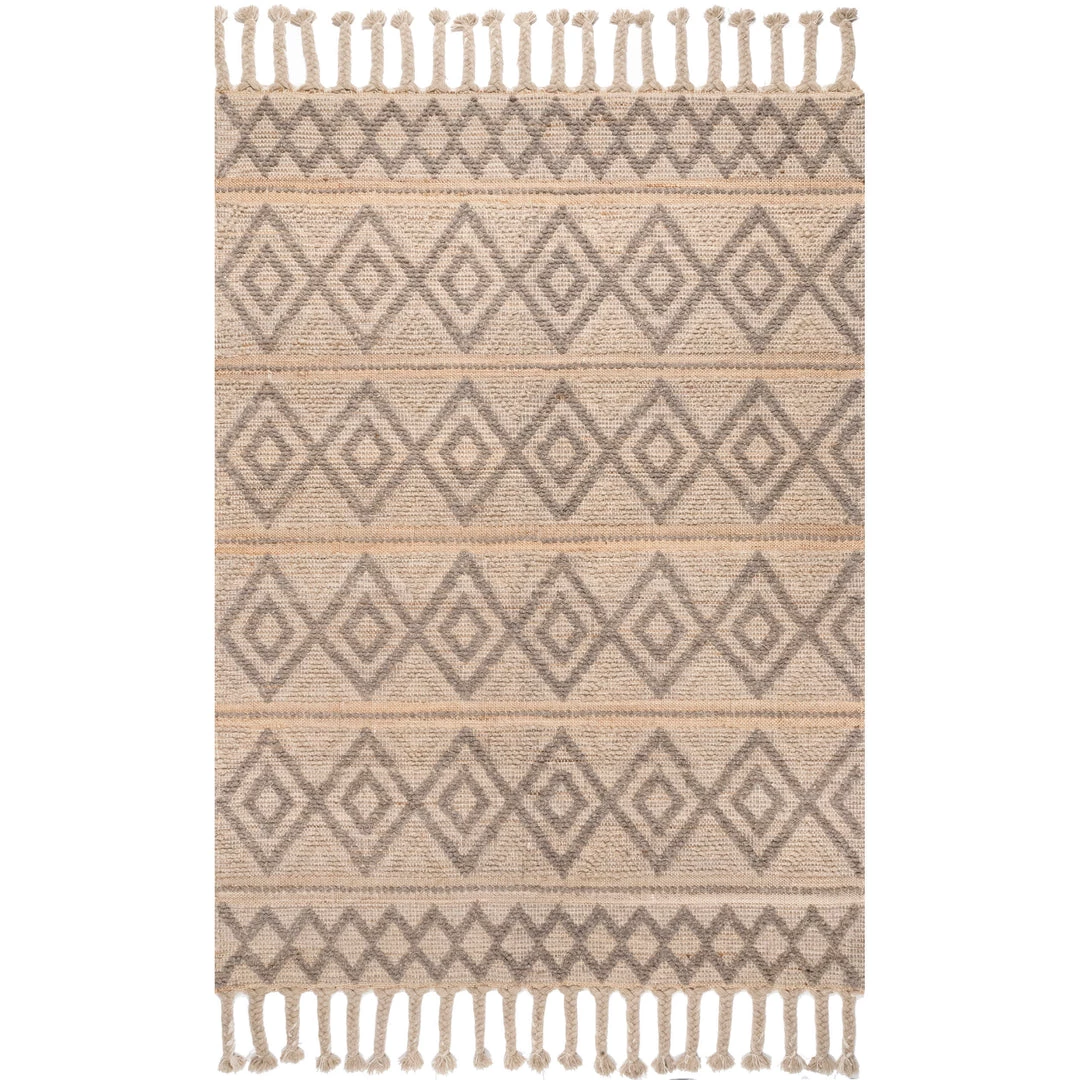NuLOOM Alex Hand Woven Wool And Jute Textured Geometric Tassel Area Rug 1 NuLOOM Alex Hand Woven Wool And Jute Textured Geometric Tassel Area Rug
