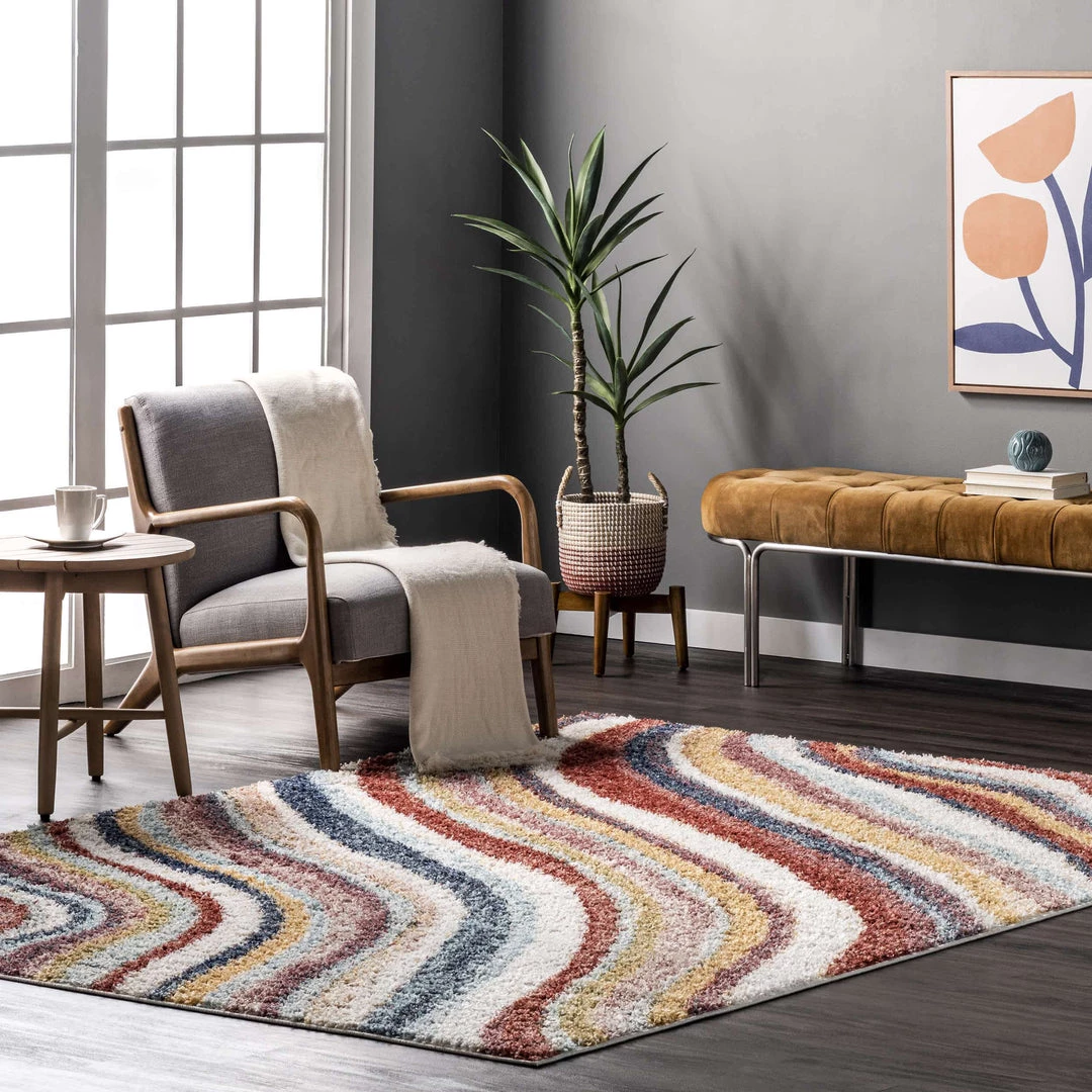 NuLOOM Cynthia Cozy Shaggy Wavy Stripes Area Rug 2 NuLOOM Cynthia Cozy Shaggy Wavy Stripes Area Rug