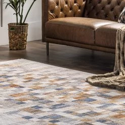 NuLOOM Mindy Faded Contemporary Tiles Fringe Area Rug