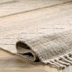 NuLOOM Geometric Stripes Wool Tassel Area Rug New Arrivals