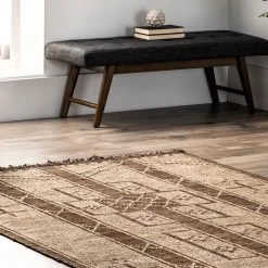 NuLOOM New Arrivals Maddy Handmade Jute And Leather Global Inspired Tribal Fringe Area Rug