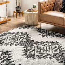 NuLOOM New Arrivals Mikayla High Low Soft Shaggy Tribal Tassel Area Rug