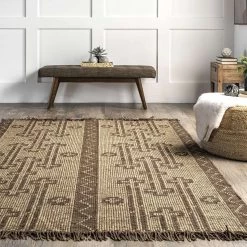 NuLOOM New Arrivals Livy Handmade Jute And Leather Tribal Fringe Area Rug