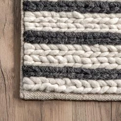NuLOOM New Arrivals Sofia Hand Woven Braided Striped Wool Area Rug