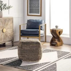 NuLOOM Cotton And Jute Braided Ottoman Pouf New Arrivals