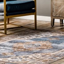 NuLOOM New Arrivals Gracie Machine Washable Distressed Medallion Area Rug