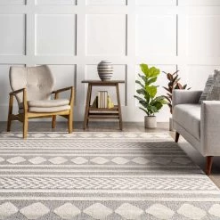 NuLOOM Senna High Low Textured Diamond Banded Area Rug New Arrivals