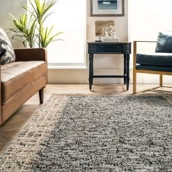 NuLOOM New Arrivals Jute Bordered Leather Area Rug