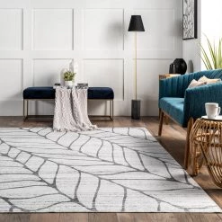 NuLOOM Lanette Abstract Leaves Machine Washable Area Rug