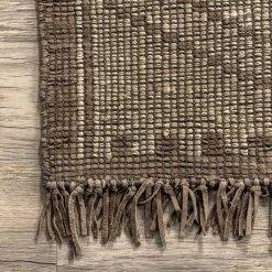 NuLOOM New Arrivals Maddy Handmade Jute And Leather Global Inspired Tribal Fringe Area Rug