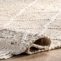NuLOOM New Arrivals Brooklyn Textured Trellis Wool Fringe Area Rug