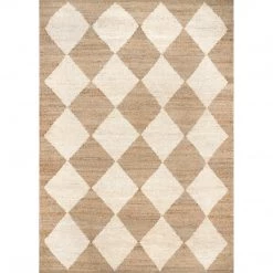 NuLOOM New Arrivals Maxwelle Flatweave Diamond Trellis Jute Area Rug