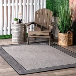 NuLOOM Gris Border Indoor/Outdoor Area Rug
