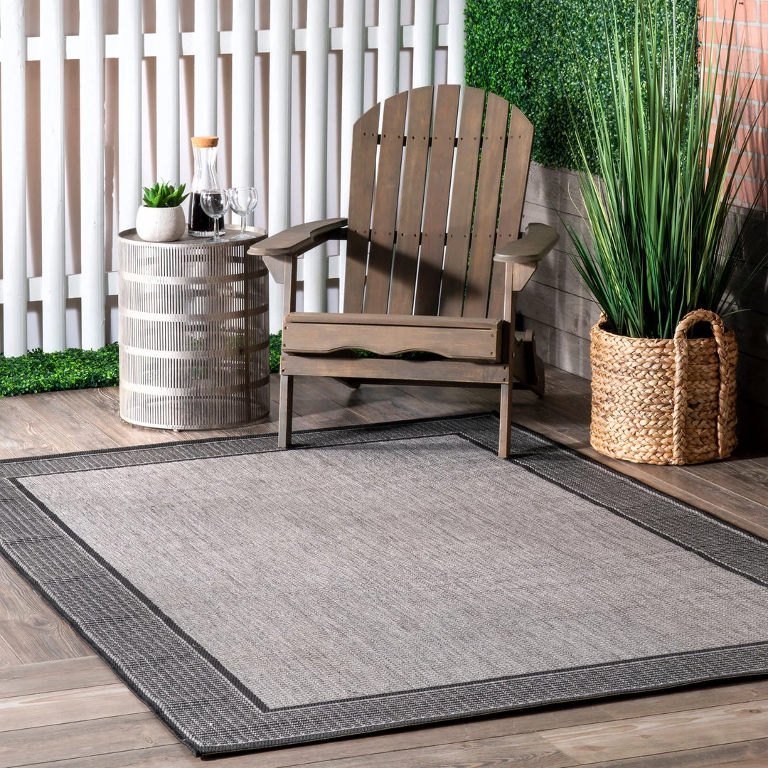 NuLOOM Gris Border Indoor/Outdoor Area Rug 2 NuLOOM Gris Border Indoor/Outdoor Area Rug
