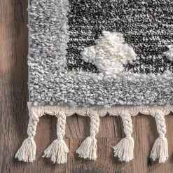 NuLOOM Saveah High Low Soft Shaggy Moroccan Diamond Tassel Area Rug