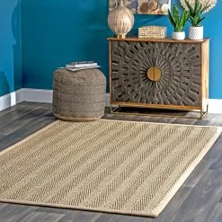 NuLOOM New Arrivals Larnaca Seagrass Herringbone Indoor/Outdoor Area Rug