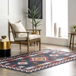 NuLOOM New Arrivals Jayde Machine Washable Southwestern Diamond Area Rug