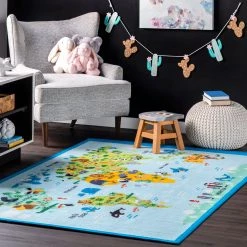 NuLOOM Animal World Map Area Rug Kids