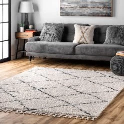 NuLOOM New Arrivals Jessie Moroccan Lattice Tassel Area Rug