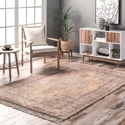 NuLOOM New Arrivals Brogan Vintage Medallion Flatweave Tassel Area Rug
