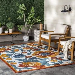 NuLOOM New Arrivals London Textured Floral Indoor/Outdoor Area Rug
