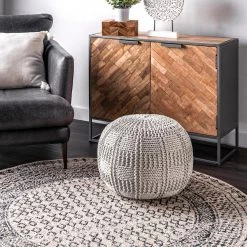 NuLOOM New Arrivals Berlin Casual Knitted Filled Ottoman Pouf
