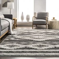 NuLOOM New Arrivals Presleigh High Low Textured Shaggy Diamond Area Rug
