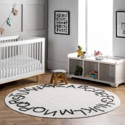 NuLOOM Kids Washable Round Alphabet Area Rug
