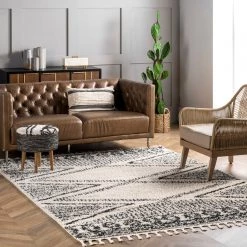 NuLOOM New Arrivals Cassia Moroccan Diamond Shaggy Tassel Area Rug