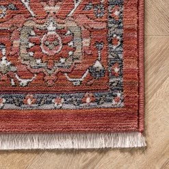 NuLOOM Oliveira Floral Medallion Fringe