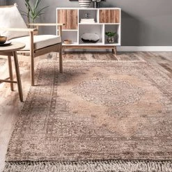 NuLOOM New Arrivals Brogan Vintage Medallion Flatweave Tassel Area Rug
