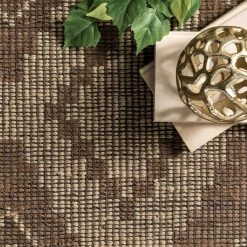 NuLOOM New Arrivals Tegan Bohemian Diamond Leather And Jute Area Rug