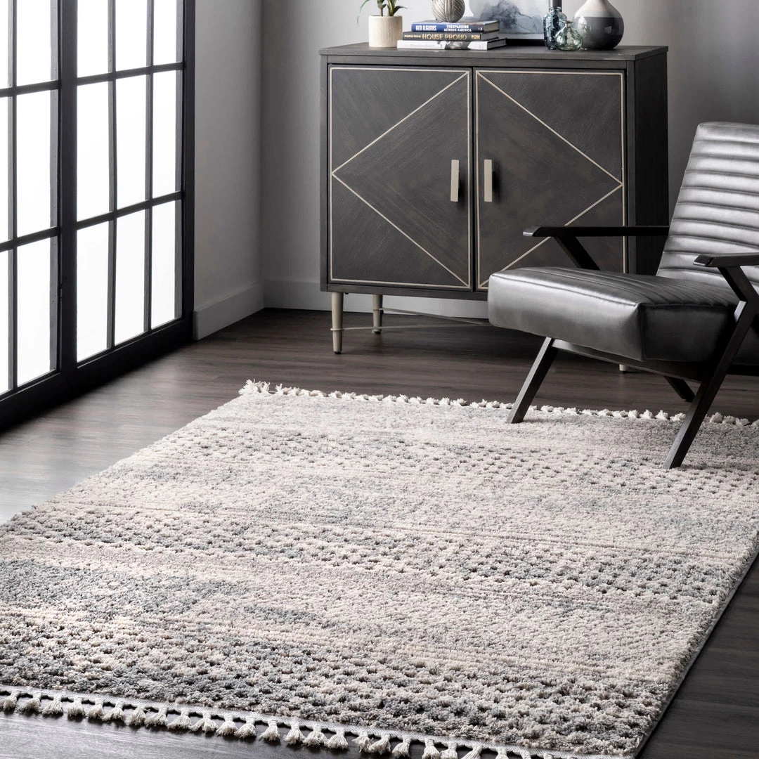 NuLOOM New Arrivals Lira Textured Geometric Tassel Area Rug 2 NuLOOM New Arrivals Lira Textured Geometric Tassel Area Rug