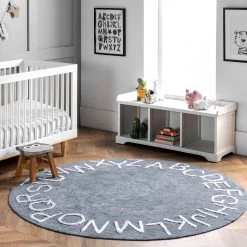 NuLOOM Kids Washable Round Alphabet Area Rug
