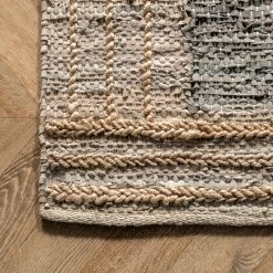 NuLOOM New Arrivals Jute Bordered Leather Area Rug