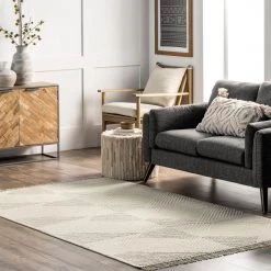 NuLOOM Amaia Textured Wool Geometric Flatweave Tassel Area Rug