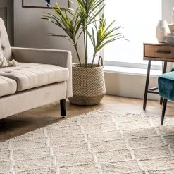 NuLOOM New Arrivals Brooklyn Textured Trellis Wool Fringe Area Rug