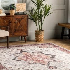 NuLOOM New Arrivals Miley Machine Washable Traditional Medallion Area Rug