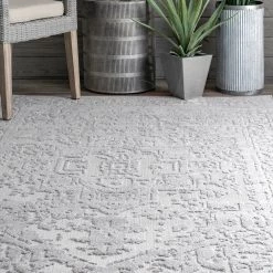 NuLOOM New Arrivals Emberly Textured Medallion Indoor/Outdoor Area Rug