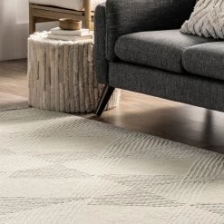 NuLOOM Amaia Textured Wool Geometric Flatweave Tassel Area Rug