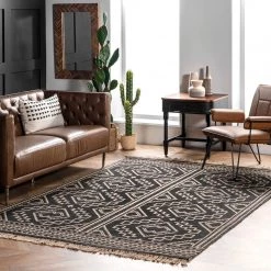 NuLOOM New Arrivals Fawn Ethnic Jute Tassel Area Rug