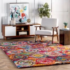 NuLOOM Kindra Circles Shaggy Area Rug Contemporary