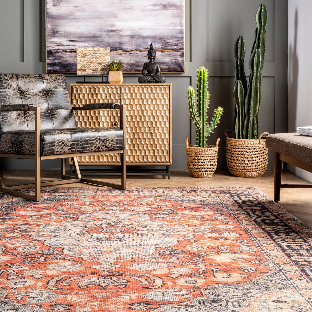 NuLOOM Esmeralda Printed Floral Medallion Flatweave Area Rug 8 NuLOOM Esmeralda Printed Floral Medallion Flatweave Area Rug