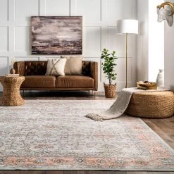 NuLOOM Marlena Faded Floral Machine Washable Area Rug